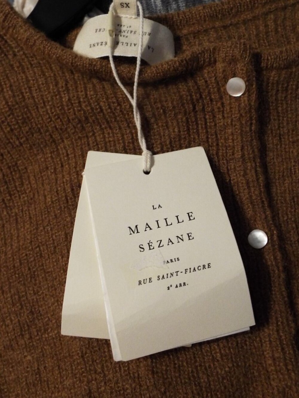 Sezane Warm Caramel Cardigan Sweater Size Extra Small NWT - Picture 3 of 5